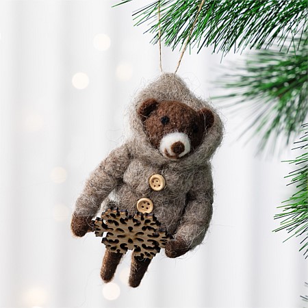 Christmas Wishes Bear With Puff Jacket Felt Hanging Decoration