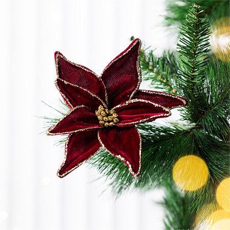 Christmas Wishes Red Velvet Clip On Flower 20cm
