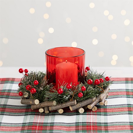 Christmas Wishes Holly Round Candle Holder 20cm