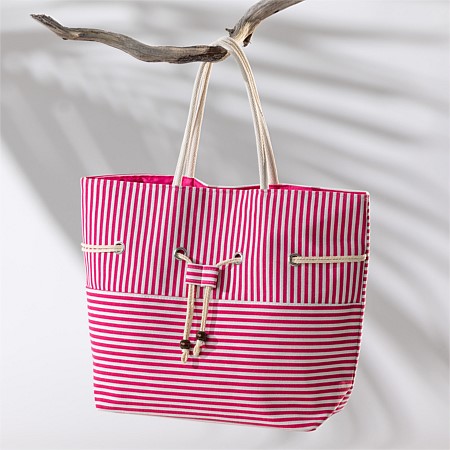 Seaside Supplies Stripe Beach Bag With Tie Pink 