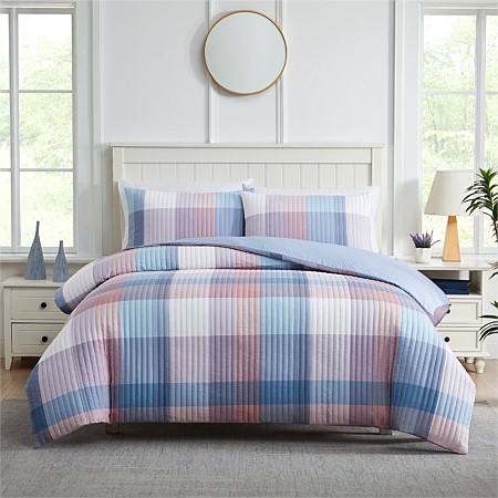 Solace Marlow Blue Quilted Duvet Cover Set