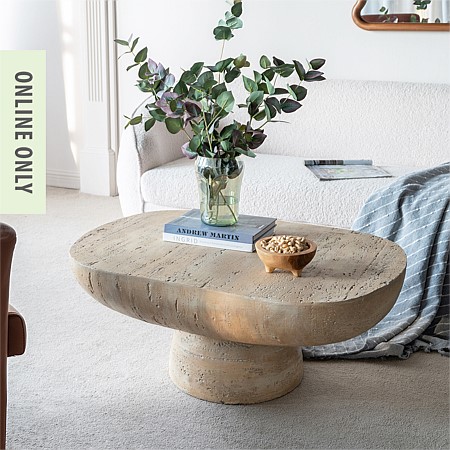 Cove Cement Look Oval Coffee Table Natural