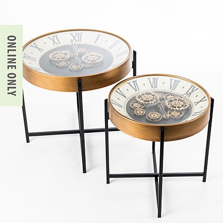 Design Republique Gears Gold Clock Side Table 
