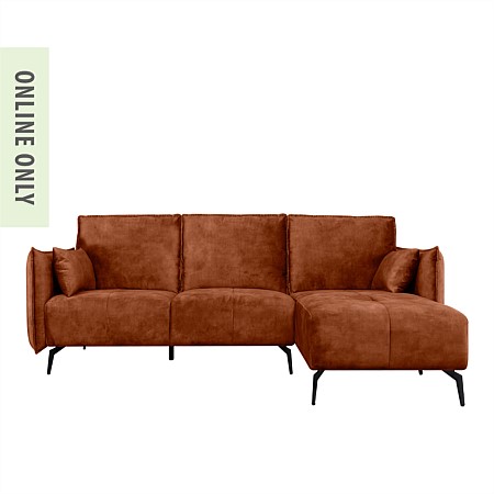 Design Republique Newport Velvet Right Hand Facing Sofa With Chaise Rust