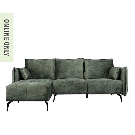 Design Republique Newport Velvet Left Hand Facing Sofa With Chaise Forest