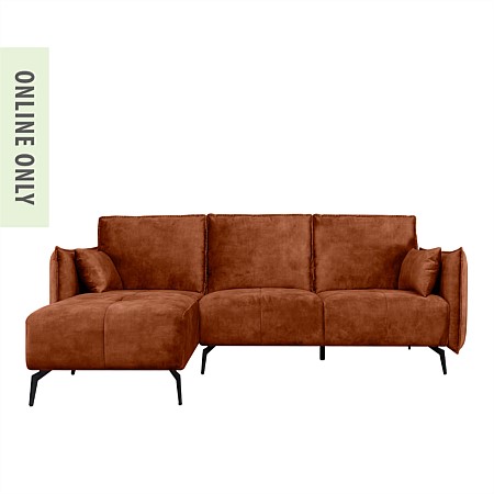 Design Republique Newport Velvet Left Hand Facing Sofa With Chaise Rust