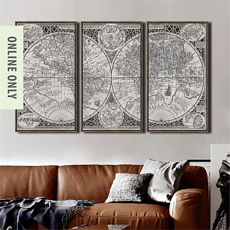 Design Republique World Map 3 Piece Framed Canvas