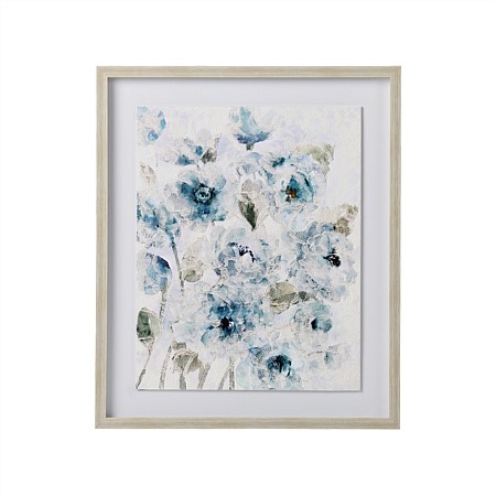 Solace Textured Floral Blue Wall Art