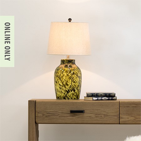 Amparo Smoky Glass Green Lamp
