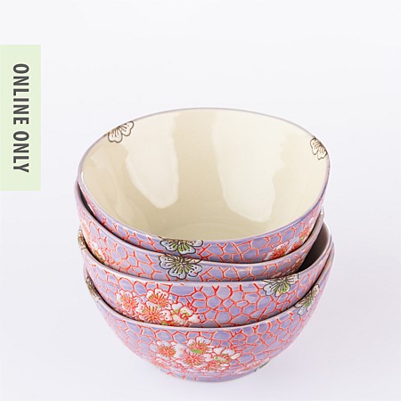 Gracious Living Delilah Bowl Set of 4 Lavender 