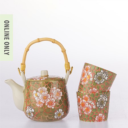 Gracious Living Delilah Teapot Set of 3 Sage 
