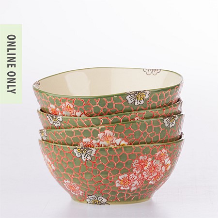 Gracious Living Delilah Bowl Set of 4 Sage 