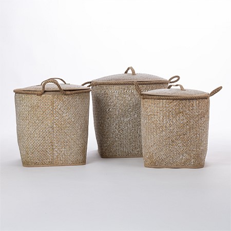 Gather Home Co. Palm Leaf Lidded Basket 