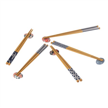 Gather Home Co. Bamboo Ceramic Chopstick Nature 5 Piece Set
