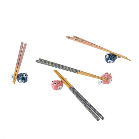 Gather Home Co. Bamboo Ceramic Chopstick Fish 4 Piece Set