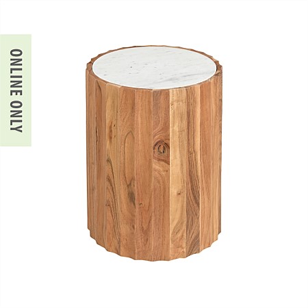 Design Republique Lars Acacia & Marble Side Table