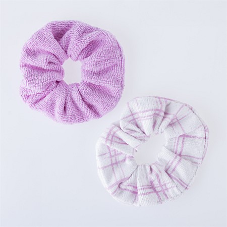 Grace & Gild Cali Towelling Scrunchie Set Soft Berry