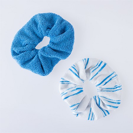 Grace & Gild Cali Towelling Scrunchie Set Blue