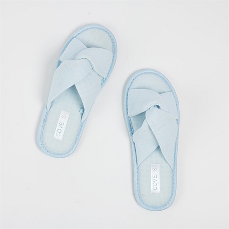 Cove Mya Pale Blue Cross Over Slipper