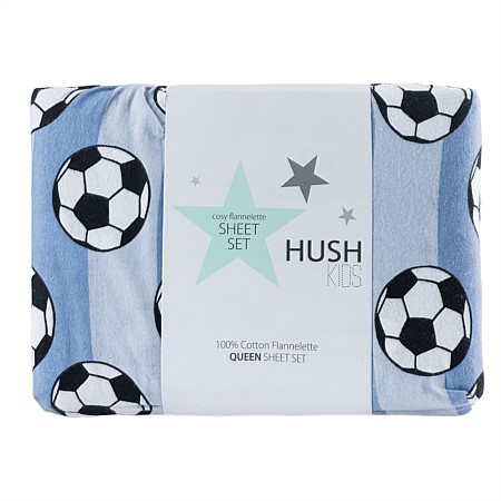 Hush Kids Soccer Flannelette Sheet Set 