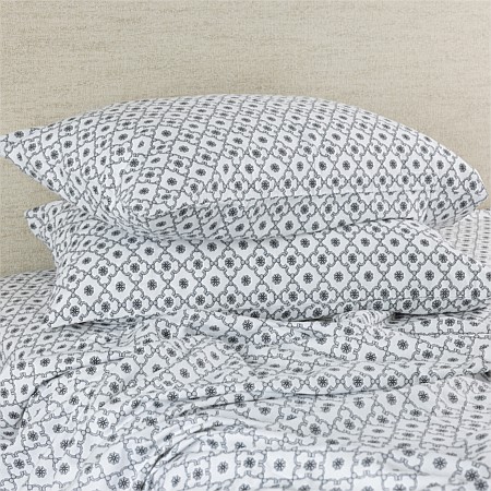 Hush Tile Flannelette Pillowcase Pair