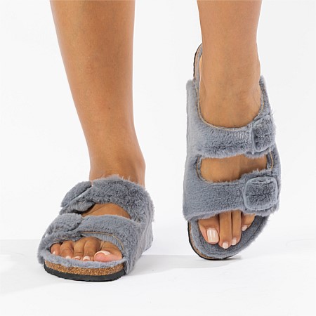 Simple & Sunday Lounge Faux Fur Slipper Slide 