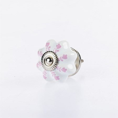 Solace Ceramic Flower Drawer Knob White & Pink