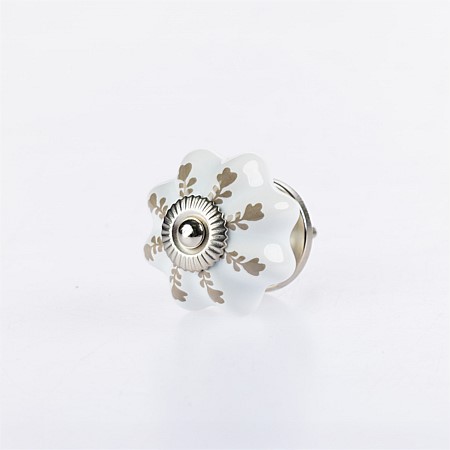 Solace Ceramic Flower Drawer Knob White & Grey