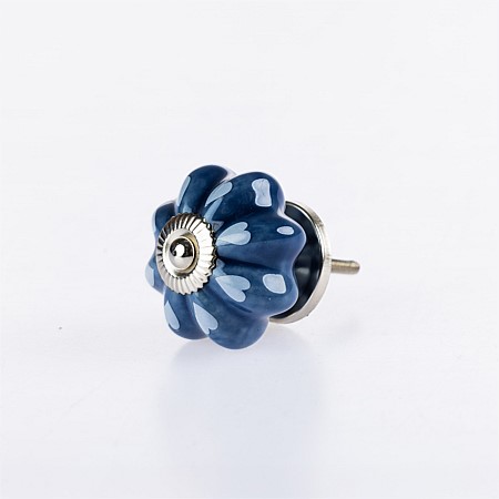 Solace Ceramic Heart Drawer Knob Denim & White