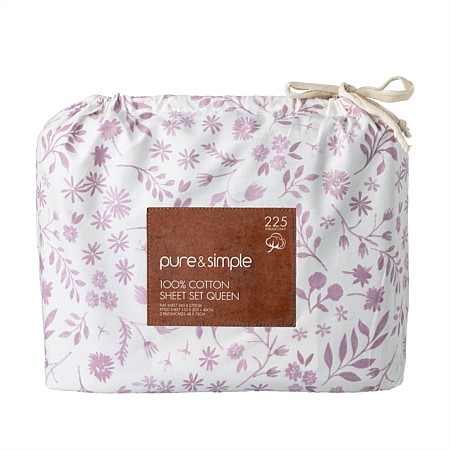 Pure & Simple Nova Printed Cotton Sheet Set 