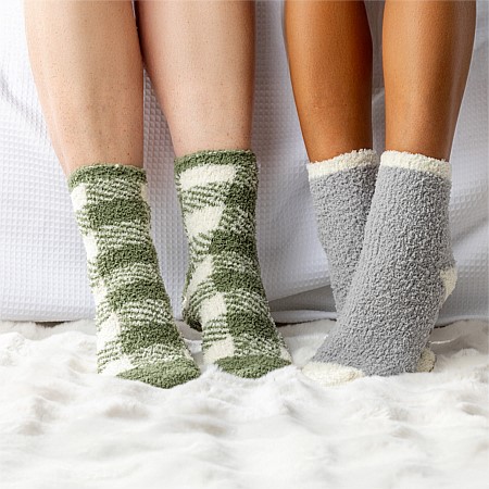 bb&b Sleep Classic 2 Pack Check & Grey Bed Socks