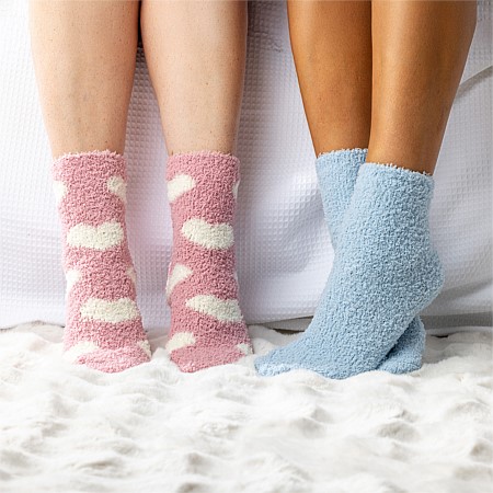 bb&b Sleep Classic 2 Pack Pink Heart & Blue Bed Socks