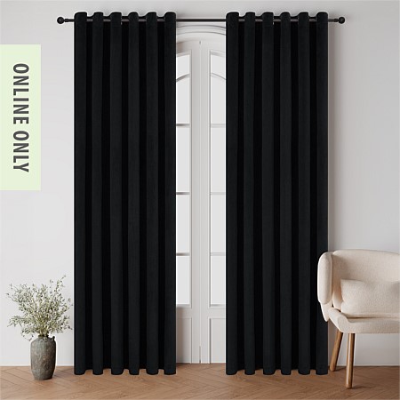Style Co. Beau Velvet Block Out Eyelet Curtain Pair Coal