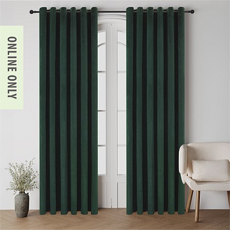 Style Co. Beau Velvet Block Out Eyelet Curtain Pair Emerald