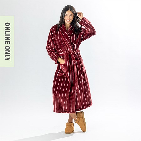 Amparo Two Tone Stripe Cranberry Bathrobe