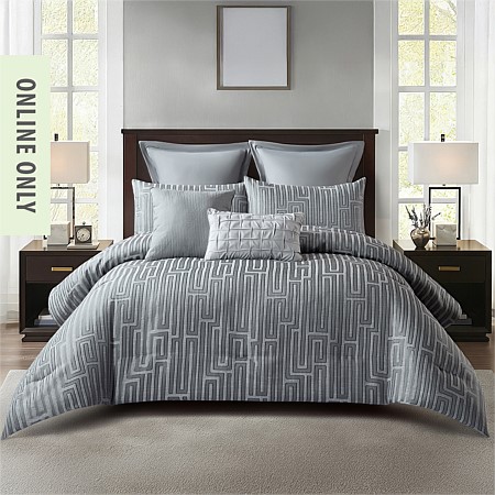Solace Henley 7 Piece Comforter Steel Grey Set 