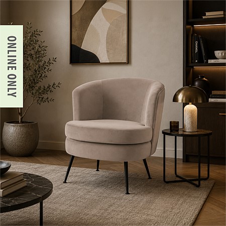 Design Republique Taupe Pleated Velvet Armchair