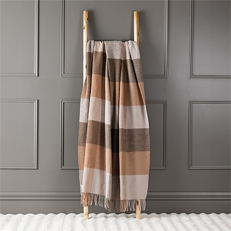 Woolrest New Zealand Wool Check Throw Beige & Chocolate