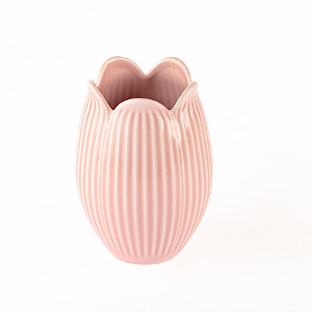 Marlo Kayla Ribbed Pink Tulip Vase 