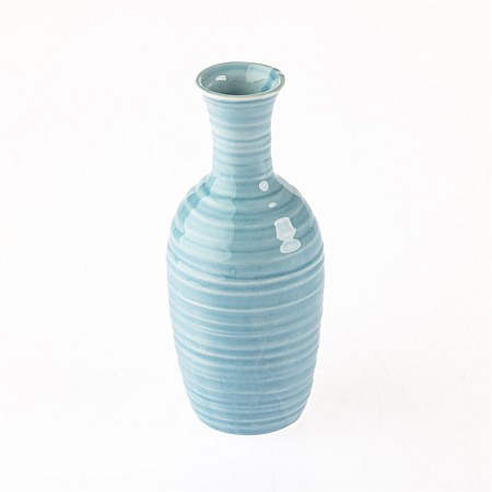 Marlo Kayla Ribbed Blue Urn Vase