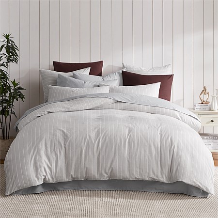 Fieldcrest Stonewashed 100% Cotton Mist Stripe Duvet Cover