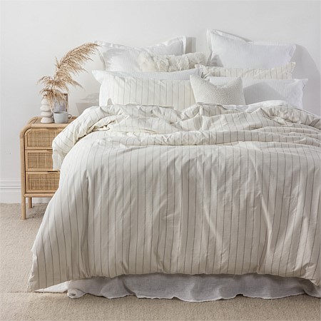 Fieldcrest Stonewashed 100% Cotton Grey Stripe Duvet Cover