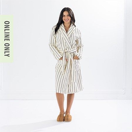 Amparo Misty Stripe Towelling Bathrobe