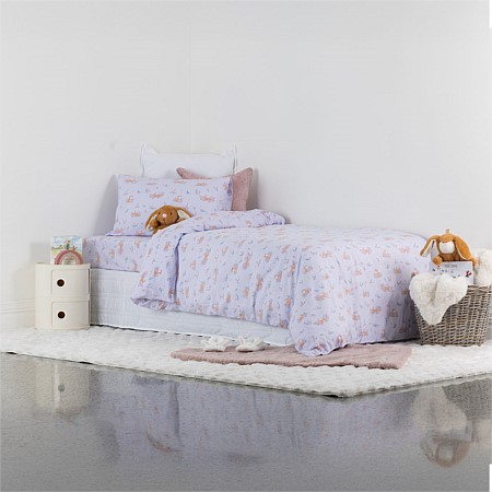 Hush Baby Garden Bunny Flannelette Single Duvet Cover Set