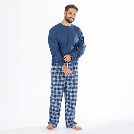 bb&b Sleep Men's Blue Check Flannelette PJ Set