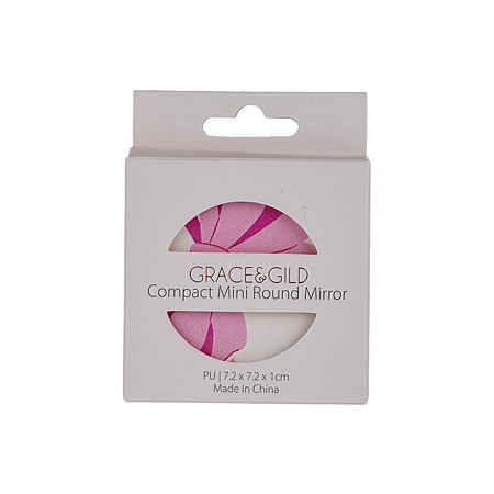 Grace & Gild Compact Mini Round Mirror Pretty Bow
