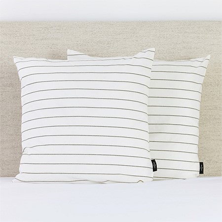 Fieldcrest Stonewashed Cotton Green Stripe European Pillowcase Pair