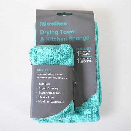 Microfibre Drying Towel & Kitchen Sponge 
