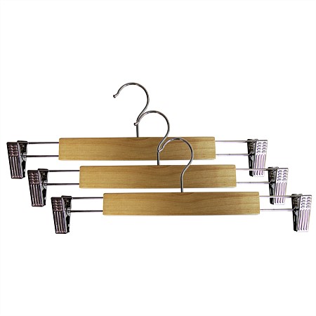 Home Essentials Wooden 3pk Hanger with Clips